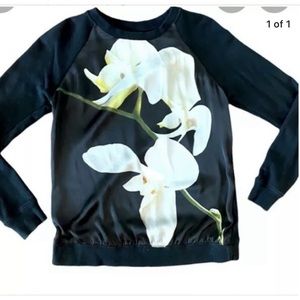 ALTUZARRA orchid elegant ethereal white flower black sweatshirt top target